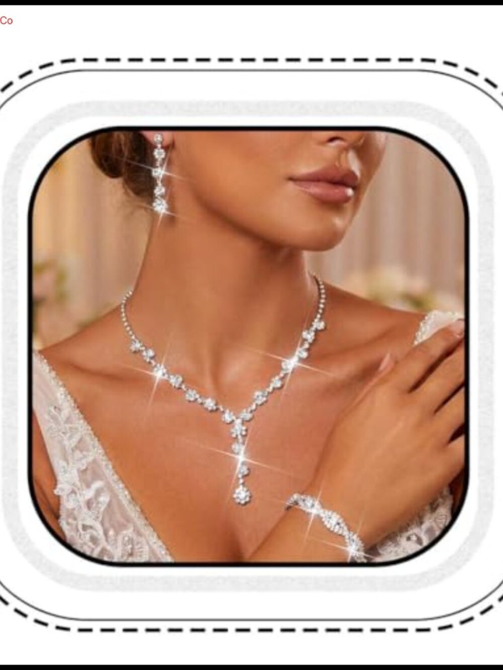Rhinestone Crystal Silver Bridal Wedding Jewelry Set Necklace Earrings Bracelet